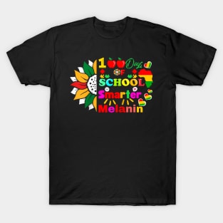 100Th Days Of School Smarter Melanin Juneteenth Afro Woman T-Shirt